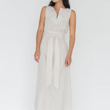 Seersucker Cotton Maxi Dress in Cereal - Esse - XXS - 