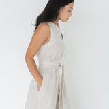 Seersucker Cotton Maxi Dress in Cereal - Esse - XXS - 