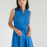 Seersucker Cotton Maxi Dress in Electric Blue - Esse - XXS - 