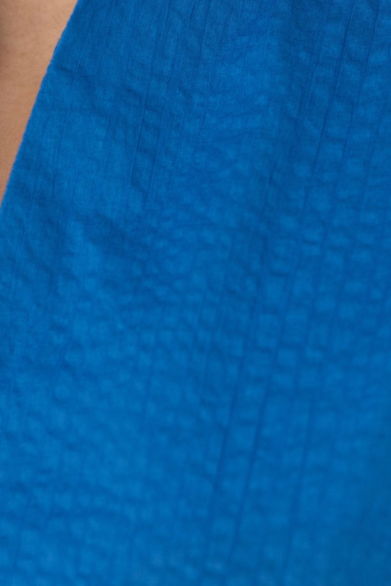 Seersucker Cotton Maxi Dress in Electric Blue - Esse-XXS - 