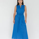 Seersucker Cotton Maxi Dress in Electric Blue - Esse - XXS - 