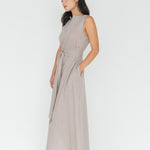 Seersucker Cotton Maxi Dress in Warm Sand - Esse - XXS - 