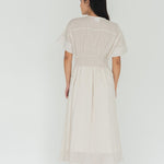 Seersucker Sleeved Maxi Dress in Cereal - Esse - XXS - 