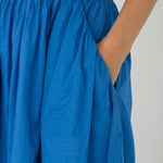 Seersucker Sleeved Maxi Dress in Electric Blue - Esse - XXS - 