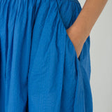 Seersucker Sleeved Maxi Dress in Electric Blue - Esse - XXS - 