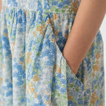 Sleeved Maxi Dress in Summer Florals - Esse - Pacific Blue - XXS - 