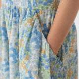 Sleeved Maxi Dress in Summer Florals - Esse - Pacific Blue - XXS - 