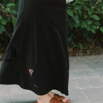 Slip Skirt with Embroidery in Black - Esse - XS - Black - 