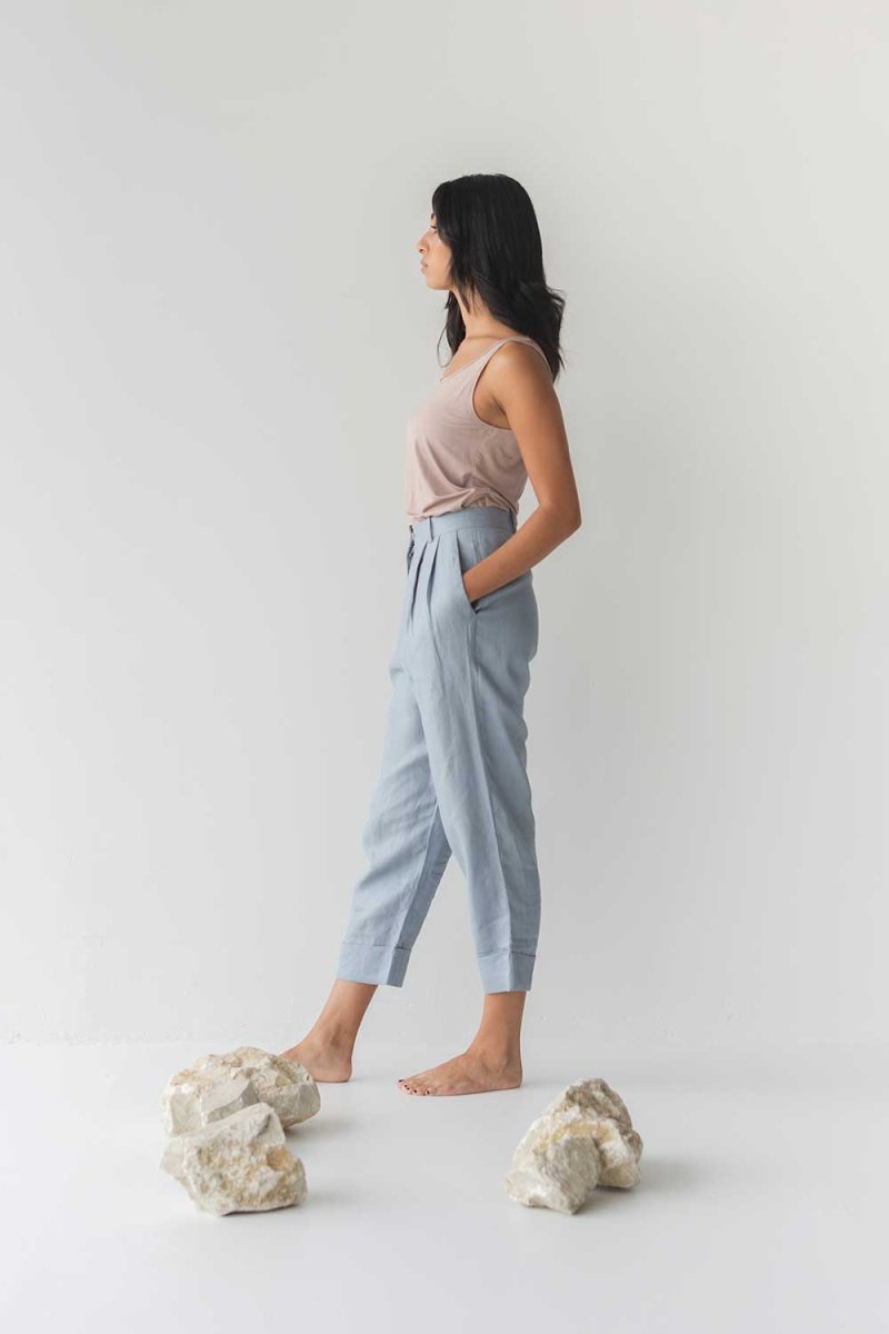 Tailored Cuffed Pants in Dusty Blue - Esse-XXS (MTO)-Option 1-
