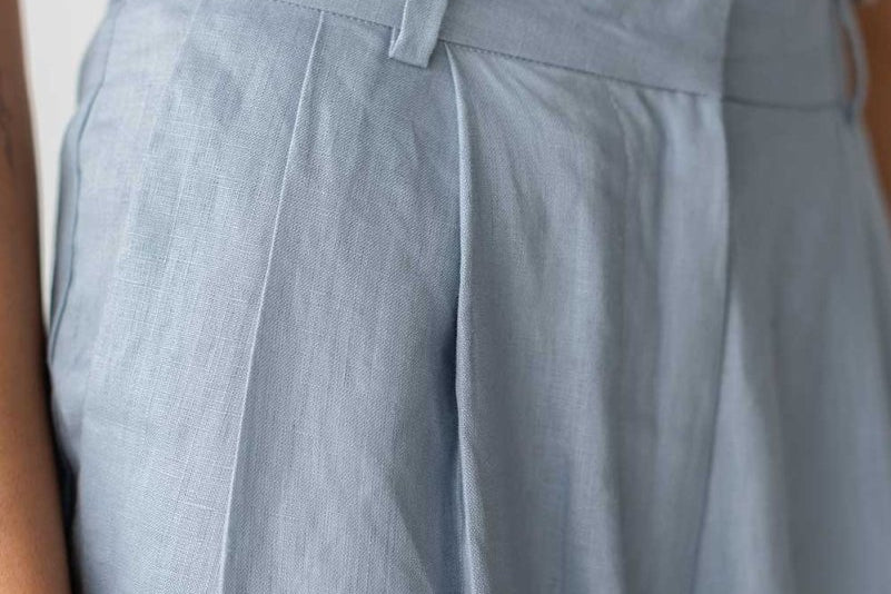 Tailored Cuffed Pants in Dusty Blue - Esse-XXS (MTO)-Option 1-