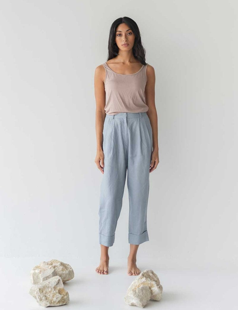 Tailored Cuffed Pants in Dusty Blue - Esse-XXS (MTO)-Option 1-
