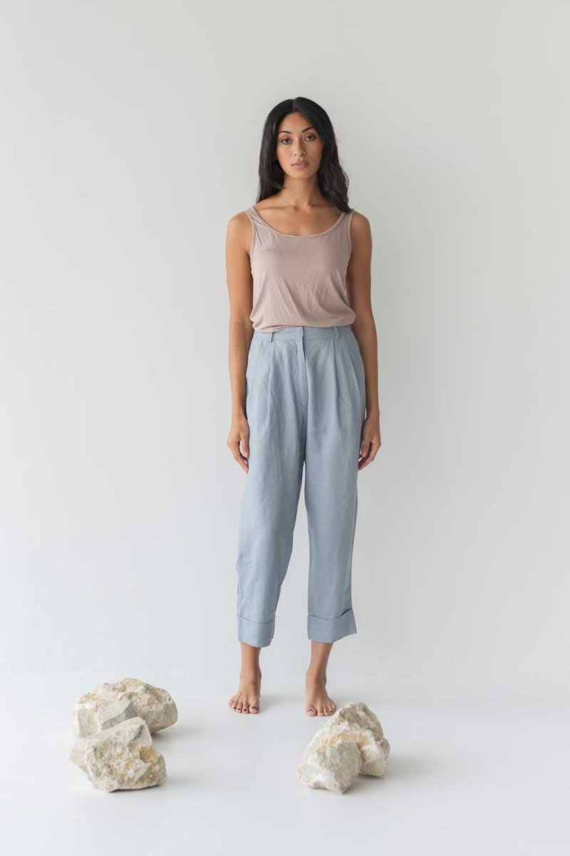 Tailored Cuffed Pants in Dusty Blue - Esse-XXS (MTO)-Option 1-