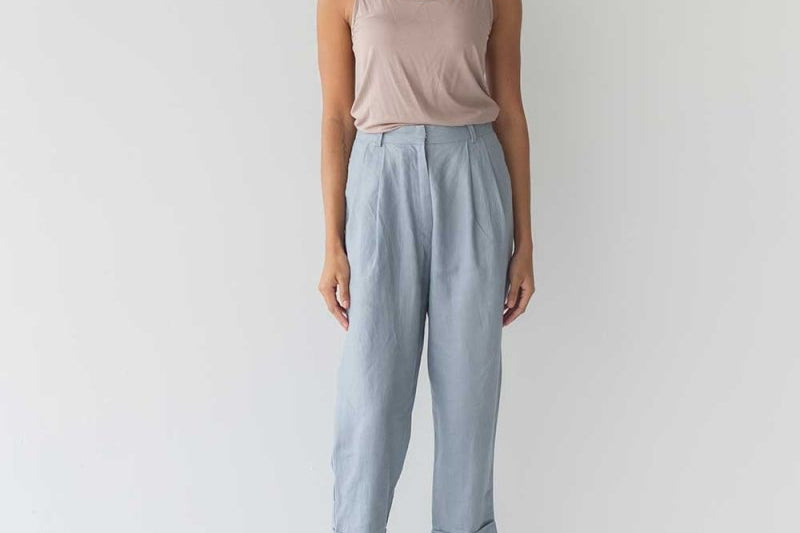 Tailored Cuffed Pants in Dusty Blue - Esse-XXS (MTO)-Option 1-