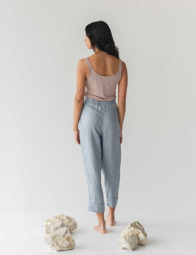 Tailored Cuffed Pants in Dusty Blue - Esse-XXS (MTO)-Option 1-