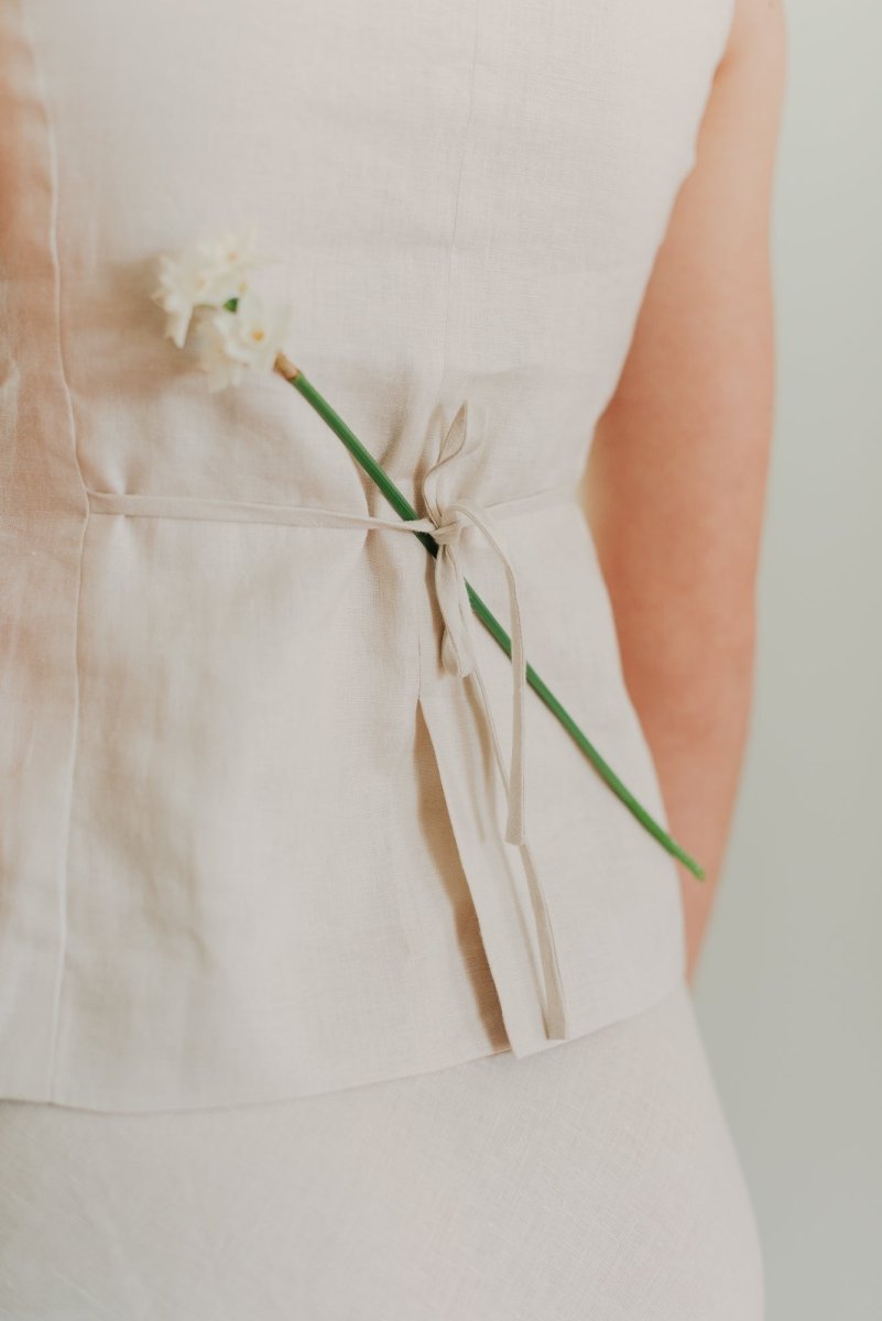 Tailored Waistcoat in Linen - Esse - Cereal - XXS - 