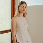 Tailored Waistcoat in Linen - Esse - Cereal - XXS - 