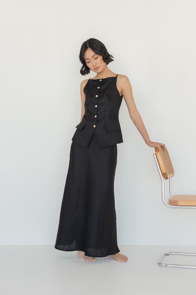 Tailored Waistcoat in Linen - Esse - Chalk - XXS - 