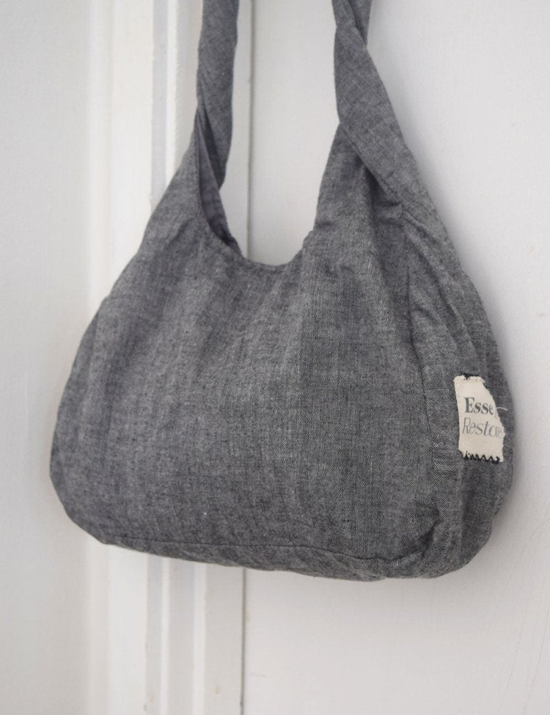 Twist and Turn Mini Denim Hobo Bag - Esse - Dark Denim - 