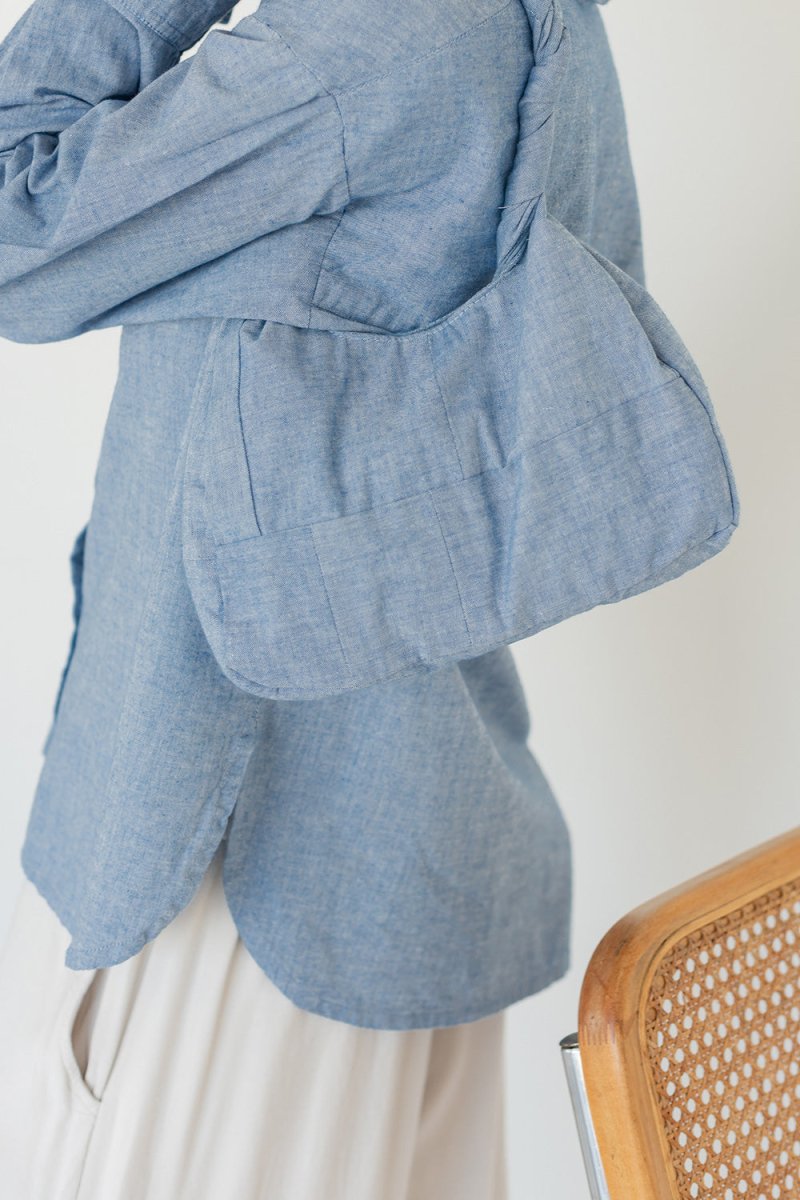 Twist and Turn Mini Denim Hobo Bag - Esse - Denim - 
