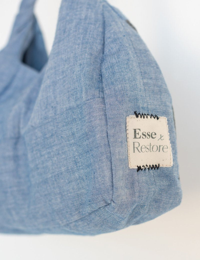 Twist and Turn Mini Denim Hobo Bag - Esse - Denim - 
