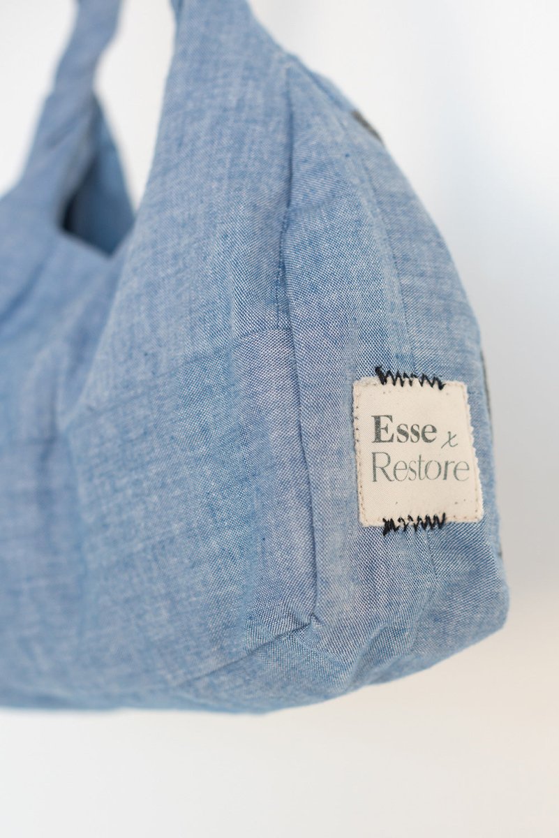 Twist and Turn Mini Denim Hobo Bag - Esse - Denim - 