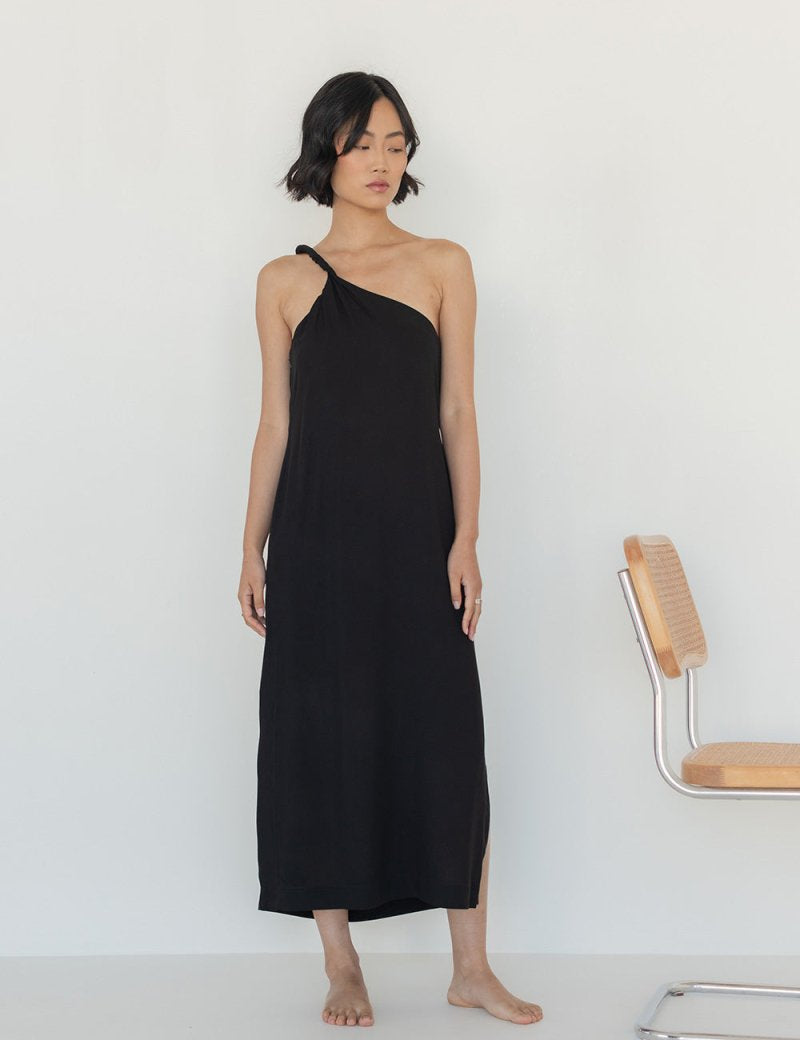 Twist and Turn Toga Dress - Esse - Black - XXS - 