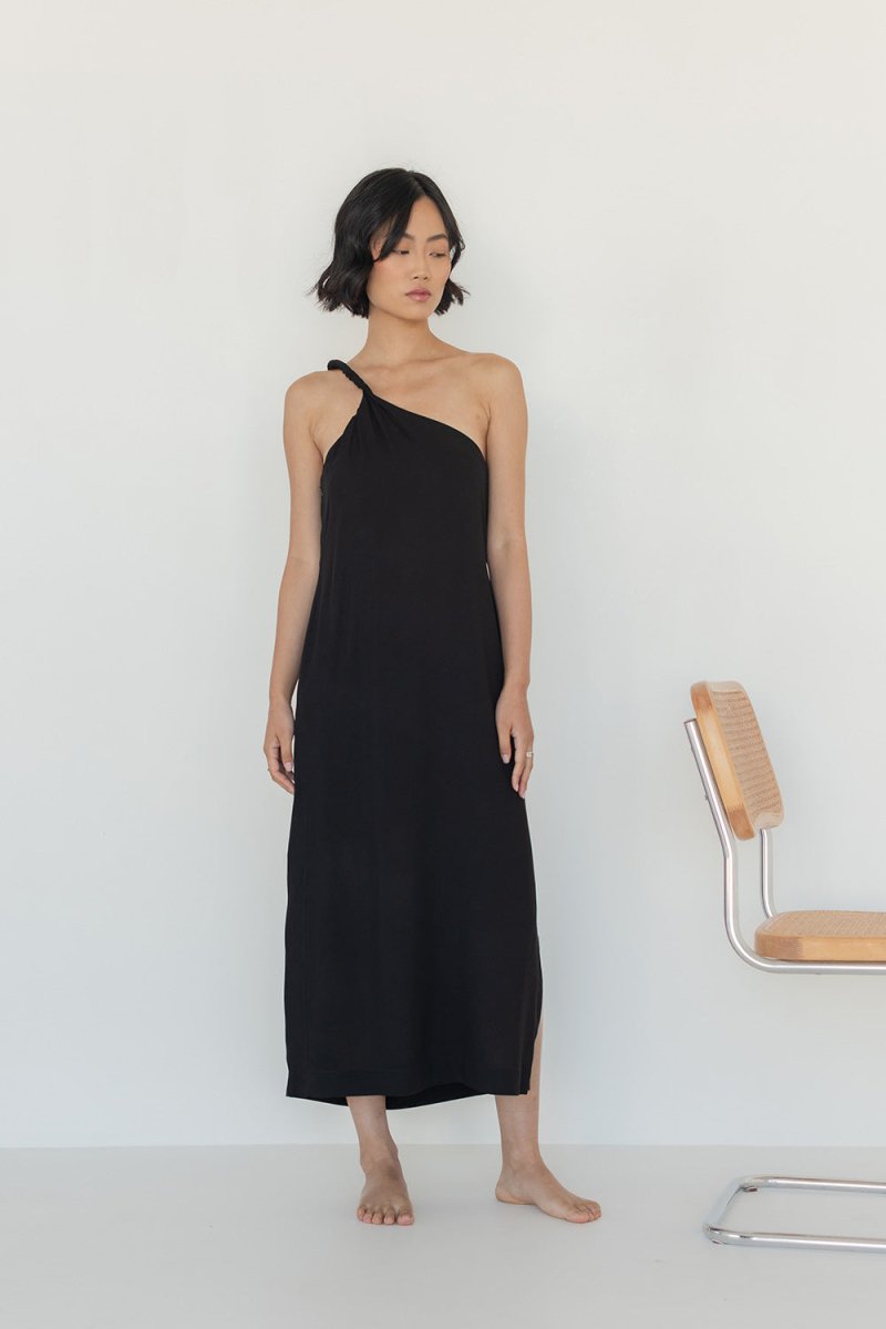 Twist and Turn Toga Dress - Esse - Black - XXS - 