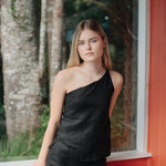 Twist and Turn Toga Top in Linen - Esse - Black - XS - 