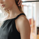 Twist and Turn Toga Top in Linen - Esse - Black - XS - 