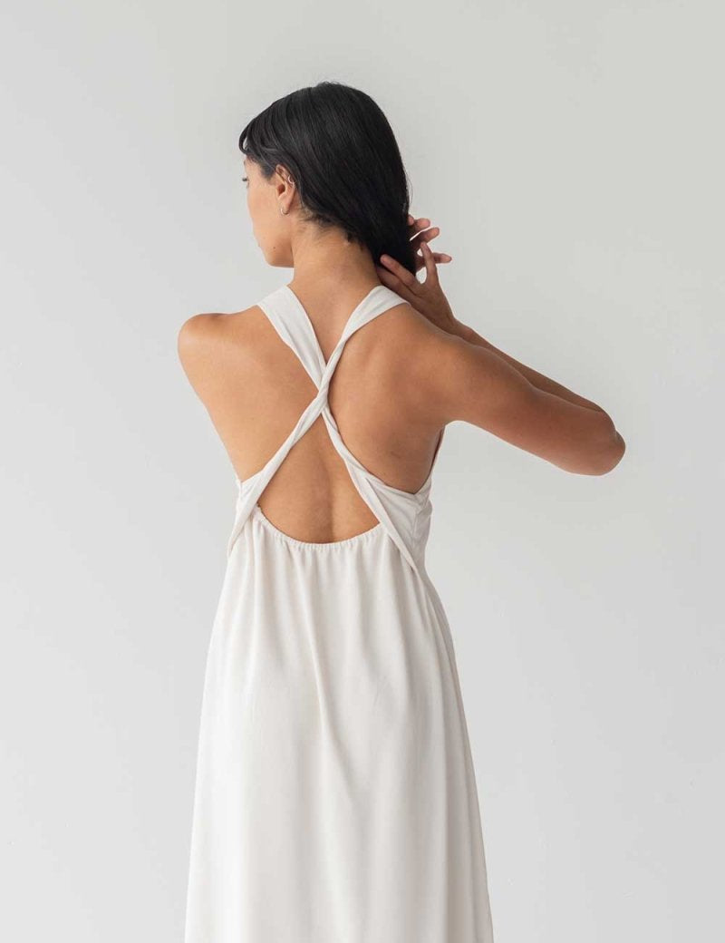 Twist Back Slip Dress - Esse - Chalk - XXS - 