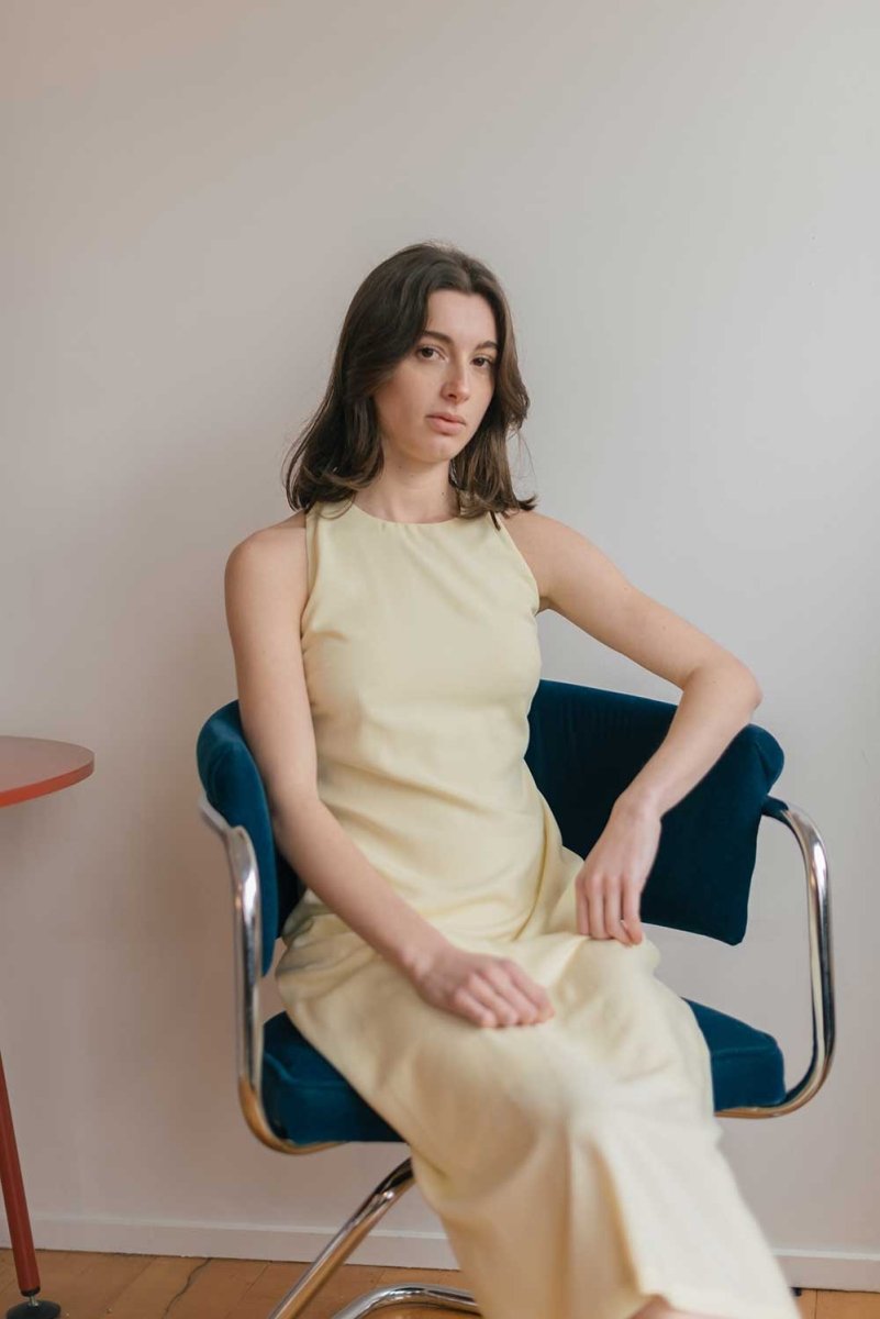 Twist Back Slip Dress - Esse - Lemon Drop - XXS - 