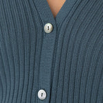 V-Neck Knit Vest in Denim Blue - Esse-XS - 