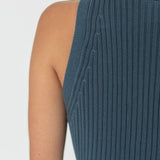 V - Neck Knit Vest in Denim Blue - Esse - XS - 