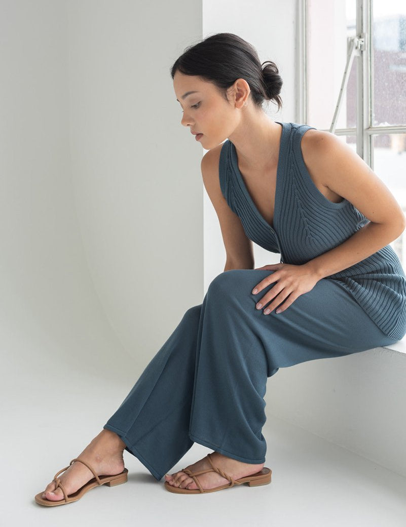 Wanderer Knit Pants in Denim Blue - Esse - XS - 