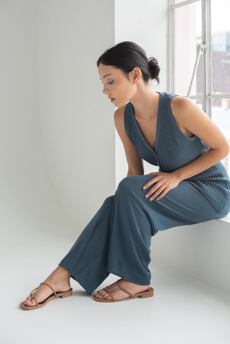 Wanderer Knit Pants in Denim Blue - Esse - XS - 