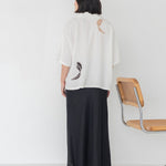 Wide Lapel Shirt with Embroidery in White - Esse - XS - White - 