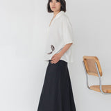 Wide Lapel Shirt with Embroidery in White - Esse - XS - White - 