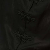 Wide Lapel Shirt with Knot Buttons in Black - Esse - XS - 