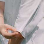 Wide Lapel Shirt with Knot Buttons in White - Esse - XS - 