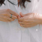 Wide Lapel Shirt with Knot Buttons in White - Esse - XS - 