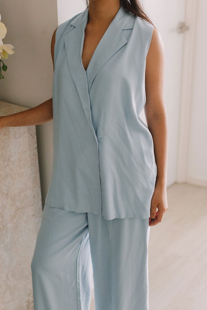 Wrap Vest in Aqua - Esse-XXS - 