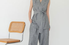 Wrap Vest in Dark Denim - Esse - Black - XS - 