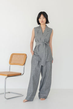 Wrap Vest in Dark Denim - Esse - Black - XS - 