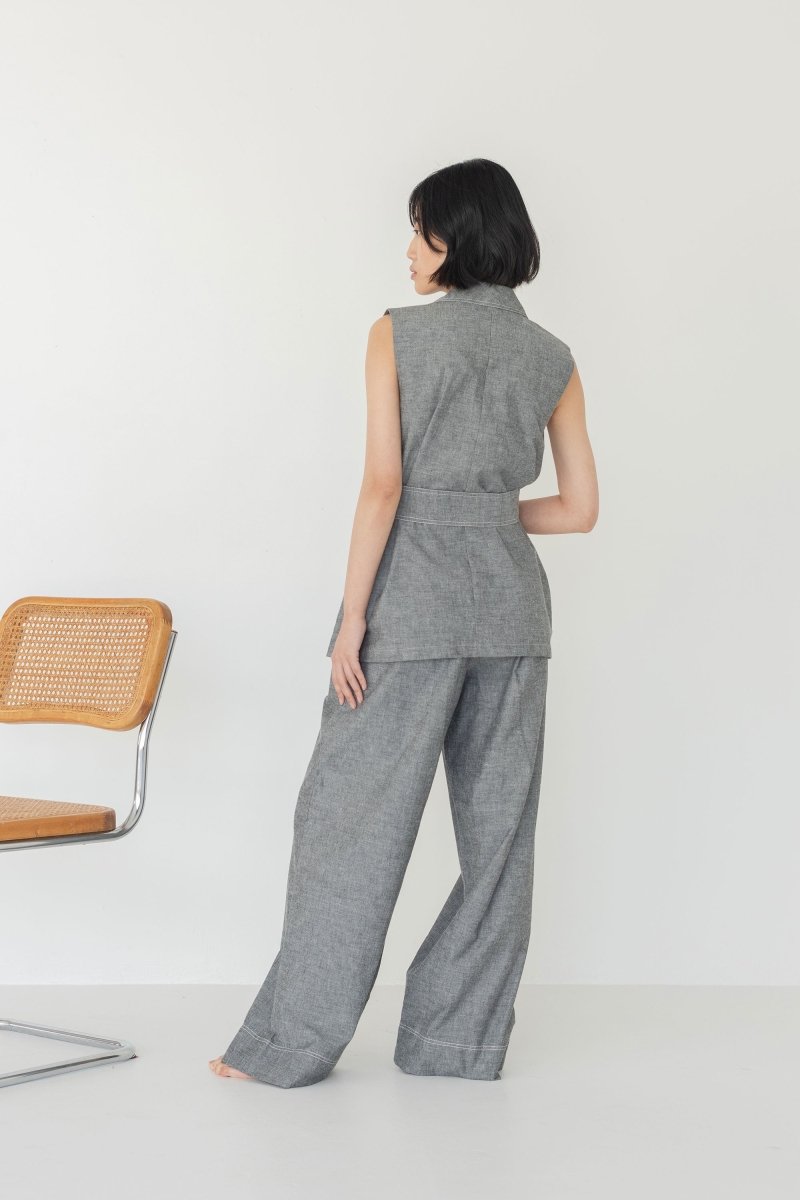 Wrap Vest in Dark Denim - Esse - Black - XS - 