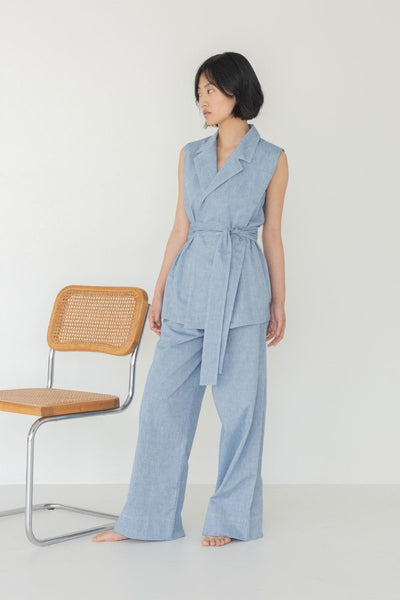 Wrap Vest in Denim