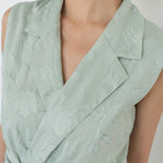 Wrap Vest in Floral Appliqué - Esse - Mint - XS - 