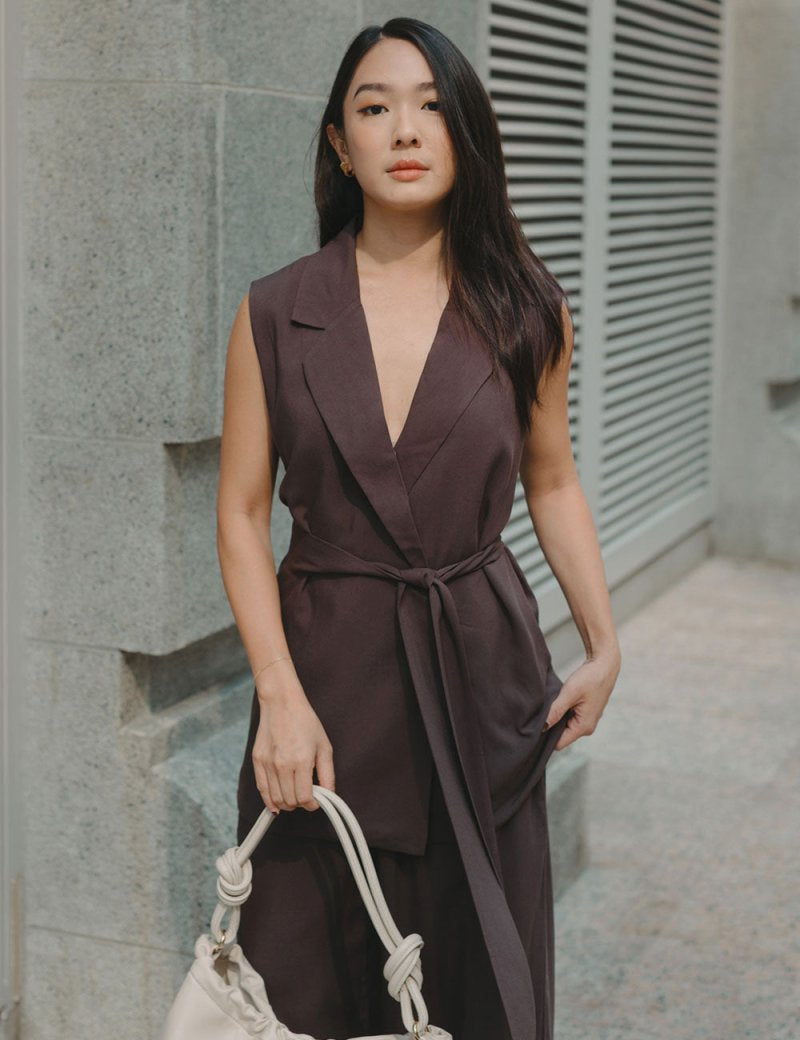 Wrap Vest in Mocha - Esse-XXS - 