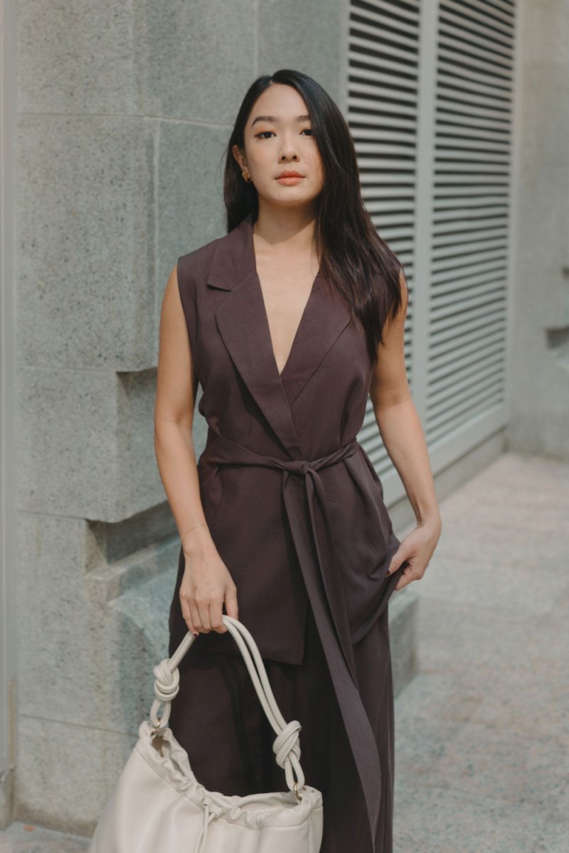 Wrap Vest in Mocha - Esse-XXS - 