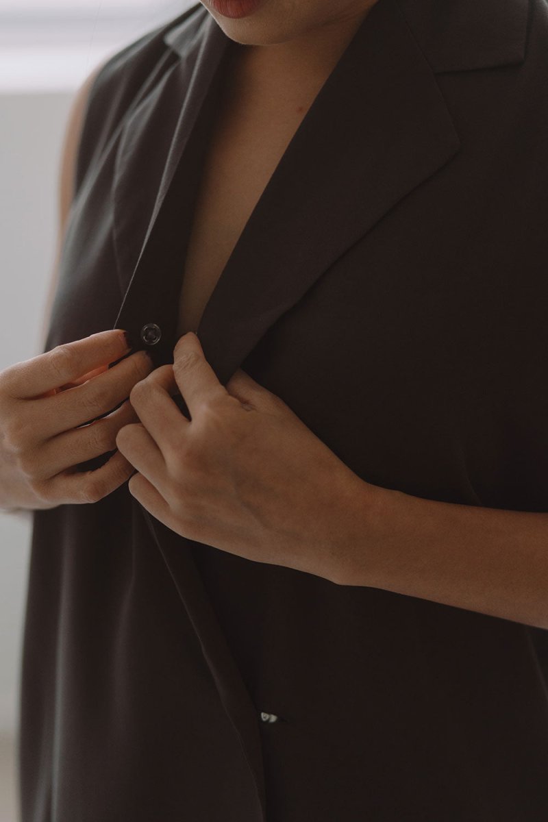 Wrap Vest in Mocha - Esse-XXS - 