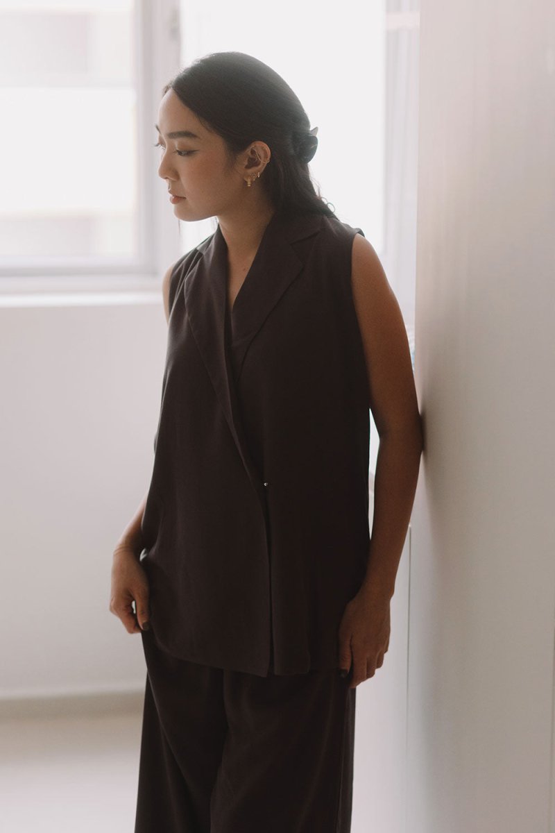 Wrap Vest in Mocha - Esse-XXS - 